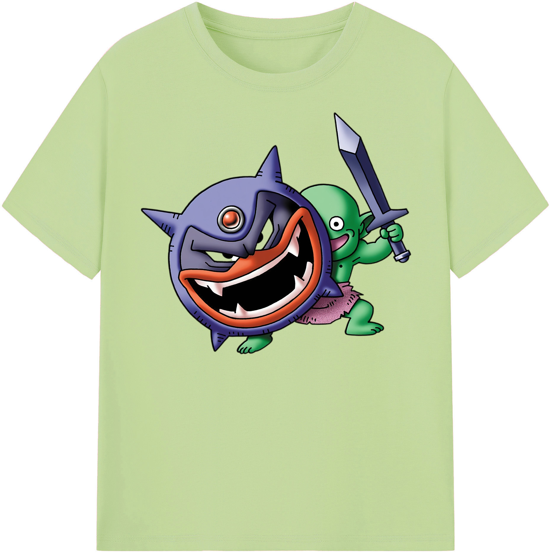 （画像用） ドラゴンクエスト Doragon Kuesuto Dragon Quest 綿100％半袖Tシャツ（フロントプリント）